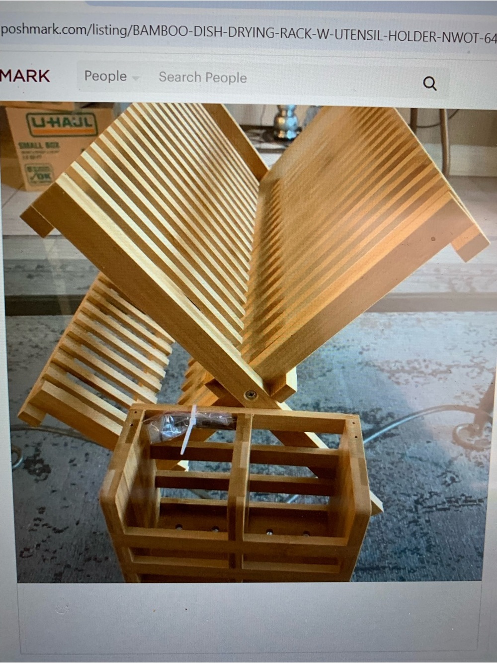 Amazon Essentials Bamboo Foldable Dish Drying Rack in Natural